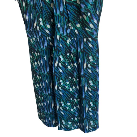 Tory Burch Silk Blue & Green Peacock Patterned Dress, Size 4 - Picture 3 of 8